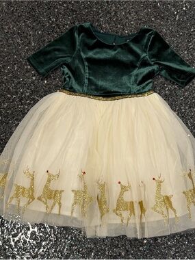 Girls Lilt Christmas Dress Velour Bodice Tutu Skirting Reindeer Size 5